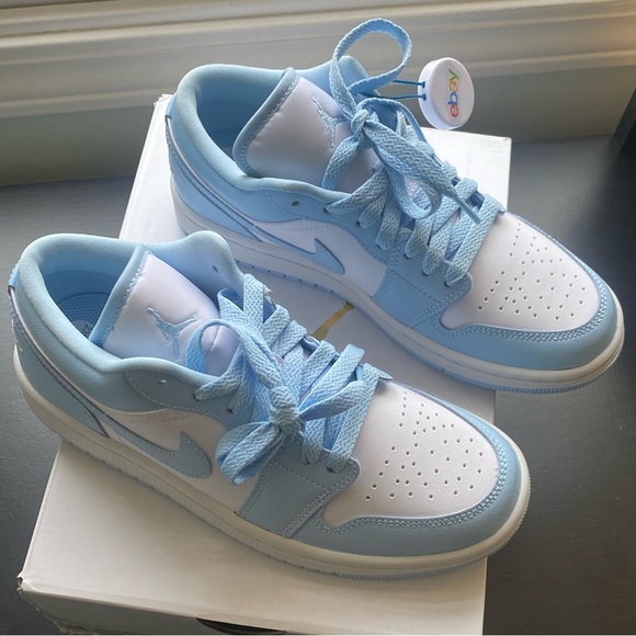 Nike Air Jordan 1 Low White/Ice Blue Women’s Size 6.5 - Picture 7 of 12